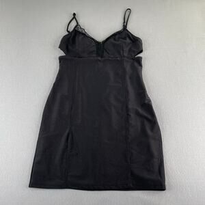 Bebe Y2K Black Bodycon Tank Baby Doll Cutout Mini Dress Size Large Stretch